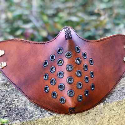 Custom Leather Brown Face Shield