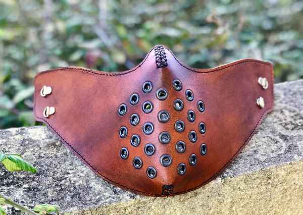 Custom Leather Brown Face Shield