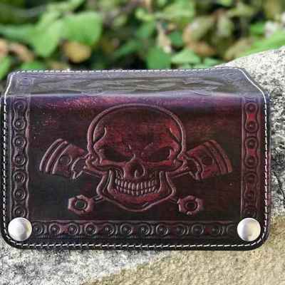 Custom Skull&Pistons Leather Wallet