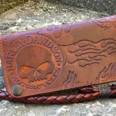 Custom Skull&Flames Leather Wallet